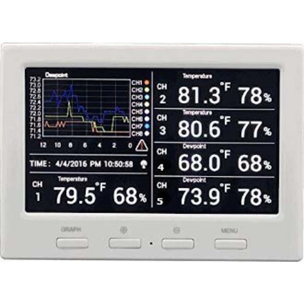 Ambient Weather WS-3000-X5 Thermo-Hygrometer Wireless Monitor w/ 5 Remote Sensors - Logging, Graphing, Alarming, Radio Controlle