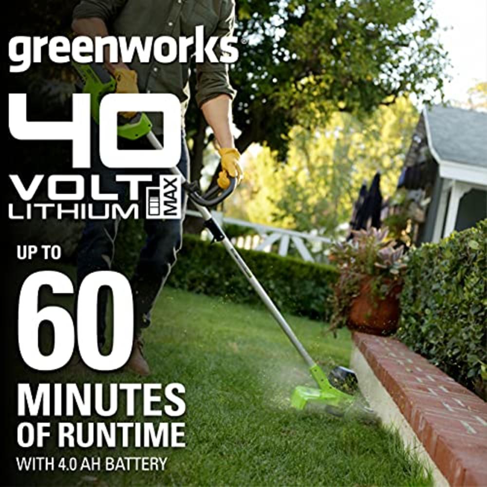Greenworks 40V 12-Inch Cordless String Trimmer, 4Ah Battery and Charger Included, ST40B410