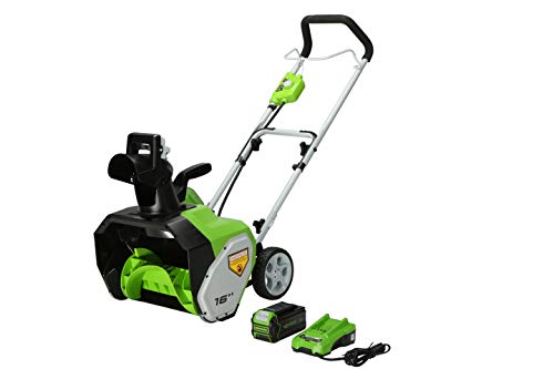 Greenworks 40V 16 inch Cordless Snow Thrower, 5Ah Battery and Charger Included, SN40B410