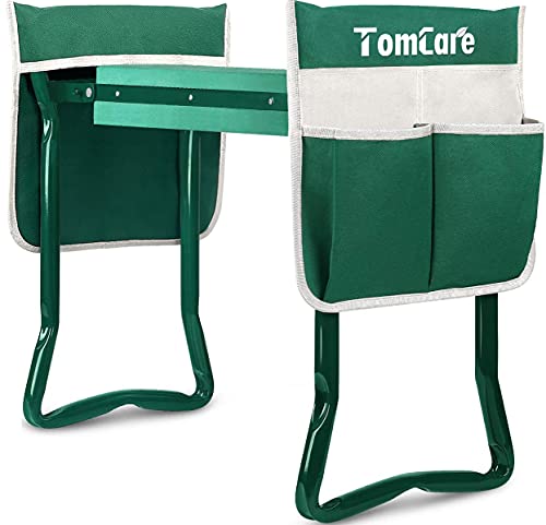 TomCare Upgraded Garden Kneeler Seat Widen Soft Kneeling Pad Garden Tools Stools Garden Bench with 2 Large Tool Pouches Outdoor 