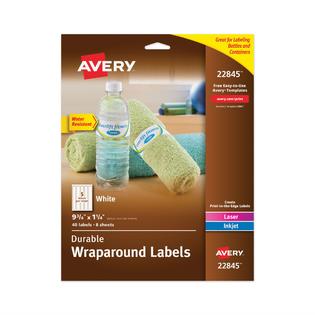 Essendant, Inc ENDT-AVE22845 Avery Durable Water-Resistant Wraparound Labels with Sure Feed Technology ,LABEL,WRAP,40/PK,WH