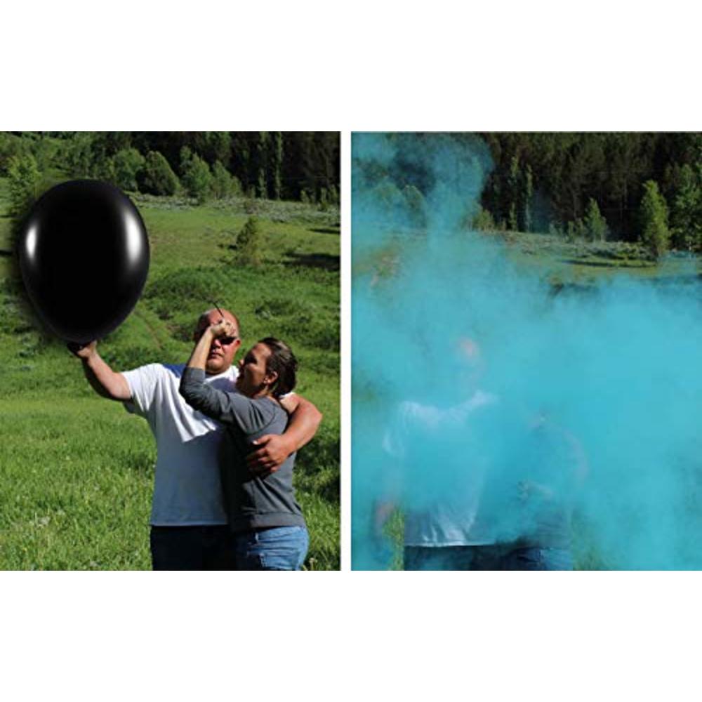 Perfect Memories Baby Gender Reveal Balloon Set by Perfect Memories - [2x] 36” Black Baby Reveal Balloons, Darts and Pink and Blue Powder Smoke B