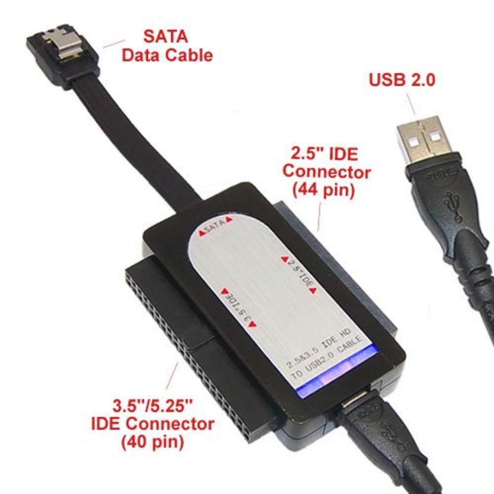 Tal højt plast Mellemøsten BIPRA BC80106 Bipra USB 2.0 to SATA/IDE Adapter Kit with Power Adapter for  2.5/3.5/5.25 Inch SATA or IDE Drive