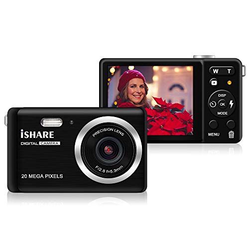 ISHARE Digital Camera for Photography with 2.8’’LCD, 20MP HD Photography Camera Rechargeable Point and Shoot Camera for Kids/Tee
