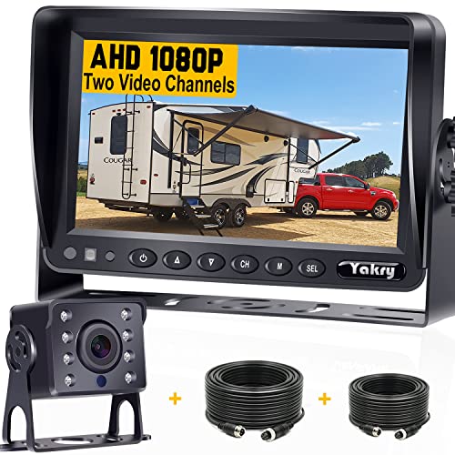 Yakry Backup Camera for Truck HD 1080P 7 Inch Monitor 30 Mins DIY Installation Kit for RVs,Trailers,5th Wheels,Campers High-Speed Rear