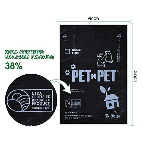 PET N PET Dog Poop Bag USDA Certified 38% Biobased Poop Bags 1080 Counts 60 Rolls 9x13 Inches Dog Bags for Poop