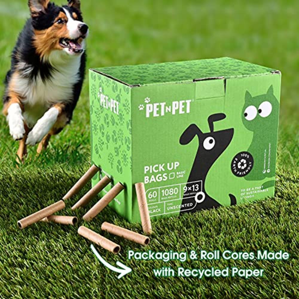 PET N PET Dog Poop Bag USDA Certified 38% Biobased Poop Bags 1080 Counts 60 Rolls 9x13 Inches Dog Bags for Poop