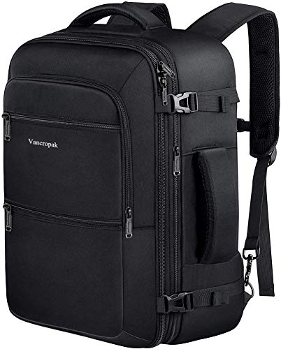 Vancropak Travel Backpack, 40L Flight Approved Carry On Backpack for Men & Women, Vancropak Expandable Large Luggage Backpack Daypack Wate