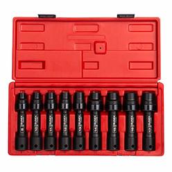 SUNEX TOOLS Sunex 2695, ½ Inch Drive Driveline Limited Clearance Socket Set, 12-Point, 9-Piece, Metric, 8mm-17mm, Cr-Mo Steel, Heavy Duty St