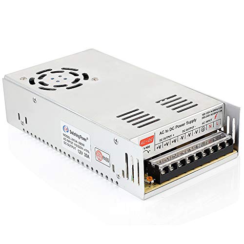 SUPERNIGHT 12V 30A DC Power Supply Driver,360W Universal Regulated Switching Converter AC 110V/220V Transformer Adapter for 3D P