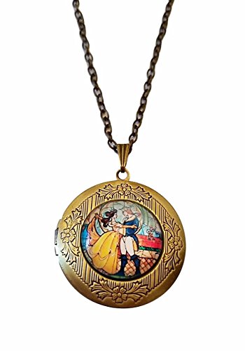 New Horizons Production Beauty and The Beast Glass Domed Pendant Locket Necklace