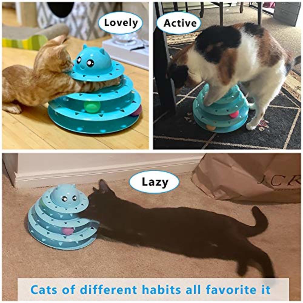 UPSKY Cat Toy Roller 3-Level Turntable Cat Toys Balls with Six Colorful Balls Interactive Kitten Fun Mental Physical Exercise Pu