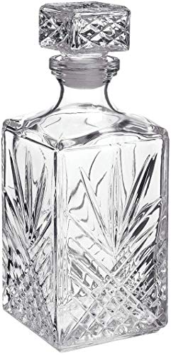 Bormioli Rocco Selecta Collection Whiskey Decanter – Sophisticated 33.75oz Diamond Decanter With Starburst Detailing – For Whisk
