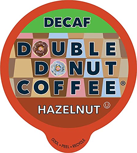 Double Donut Coffee Hazelnut Decaf Coffee Pods (Pack of 24 Capsules) Medium Roast Decaffeinated Coffee Pods with Nutty Hazelnut 