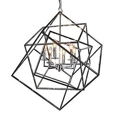 AA Warehousing LZ20812-6CH 6 Light Square Modern Chandelier In Polished Chrome Finish, Chrome, Silver