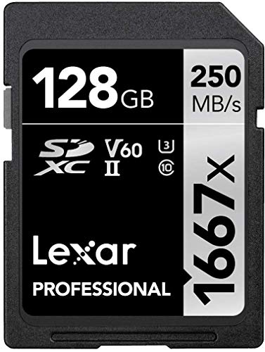 Lexar Professional 1667x 128GB SDXC UHS-II Card, Up To 250MB/s Read, for Professional Photographer, Videographer, Enthusiast (LS