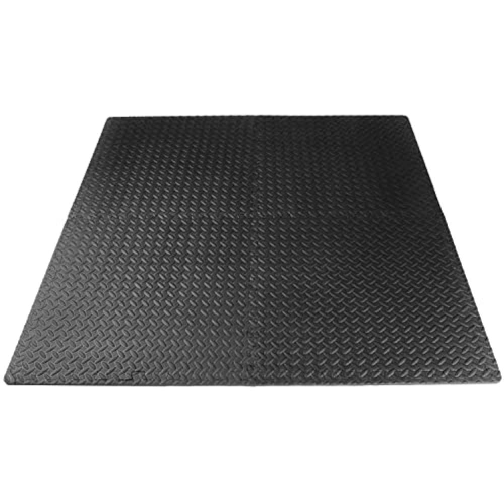 ProsourceFit ProSource fs-1908-pzzl Puzzle Exercise Mat EVA Foam Interlocking Tiles (Black, 24 Square Feet)
