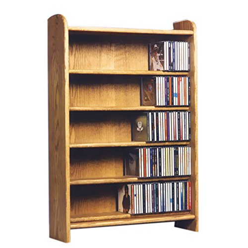 CD Racks Cdracks Media Furniture Solid Oak 5 Shelf CD Cabinet Maximum Capacity 330 CDs Honey Finish