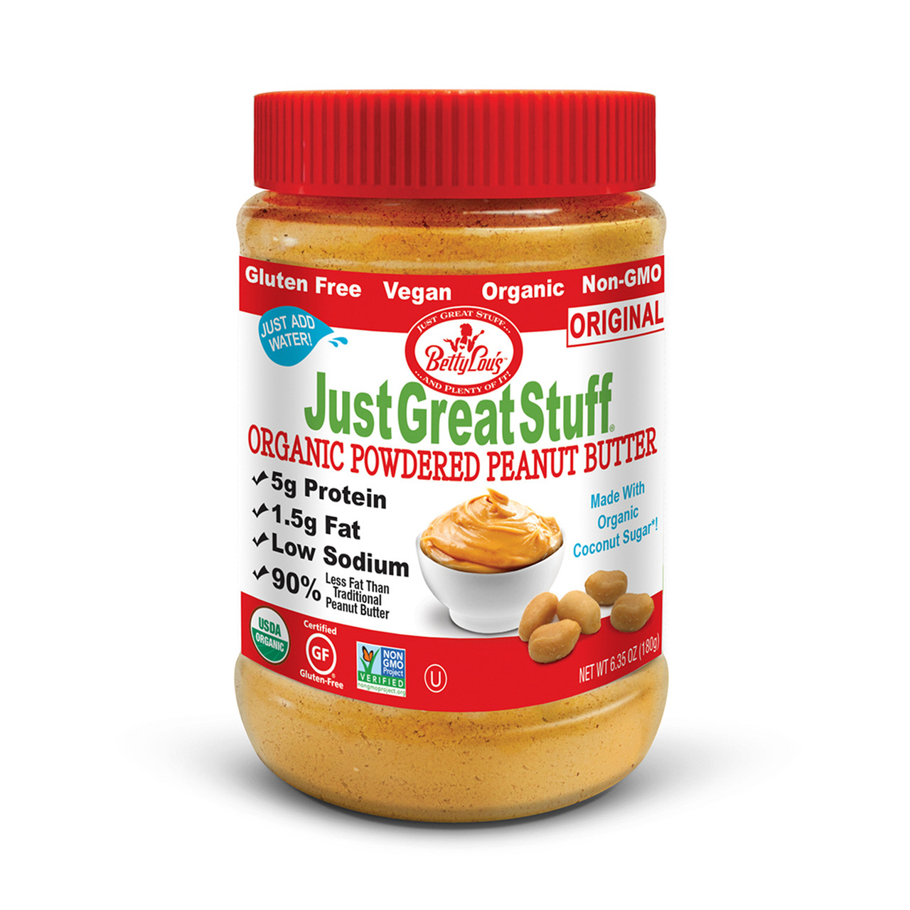 Just Great Stuff Betty Lou's Just Great Stuff Organic Powdered Peanut Butter (12x6.5 Oz)