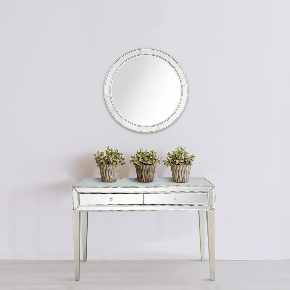 Homeroots Living Room Silver Beaded Console Table