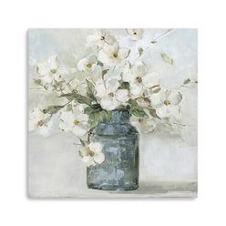 HomeRoots Home Decor HomeRoots 398890 40 x 40 in. Watercolor Soft Pastel Dogwood Bouquet Blue Canvas Wall Art