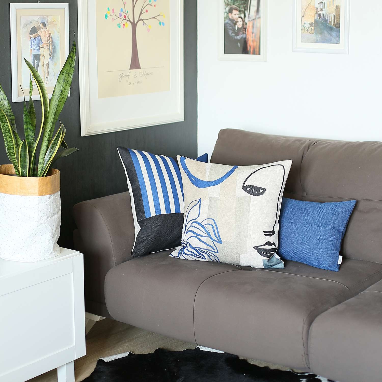 HomeRoots Home Decor Blue Solid Lumbar Throw Pillow