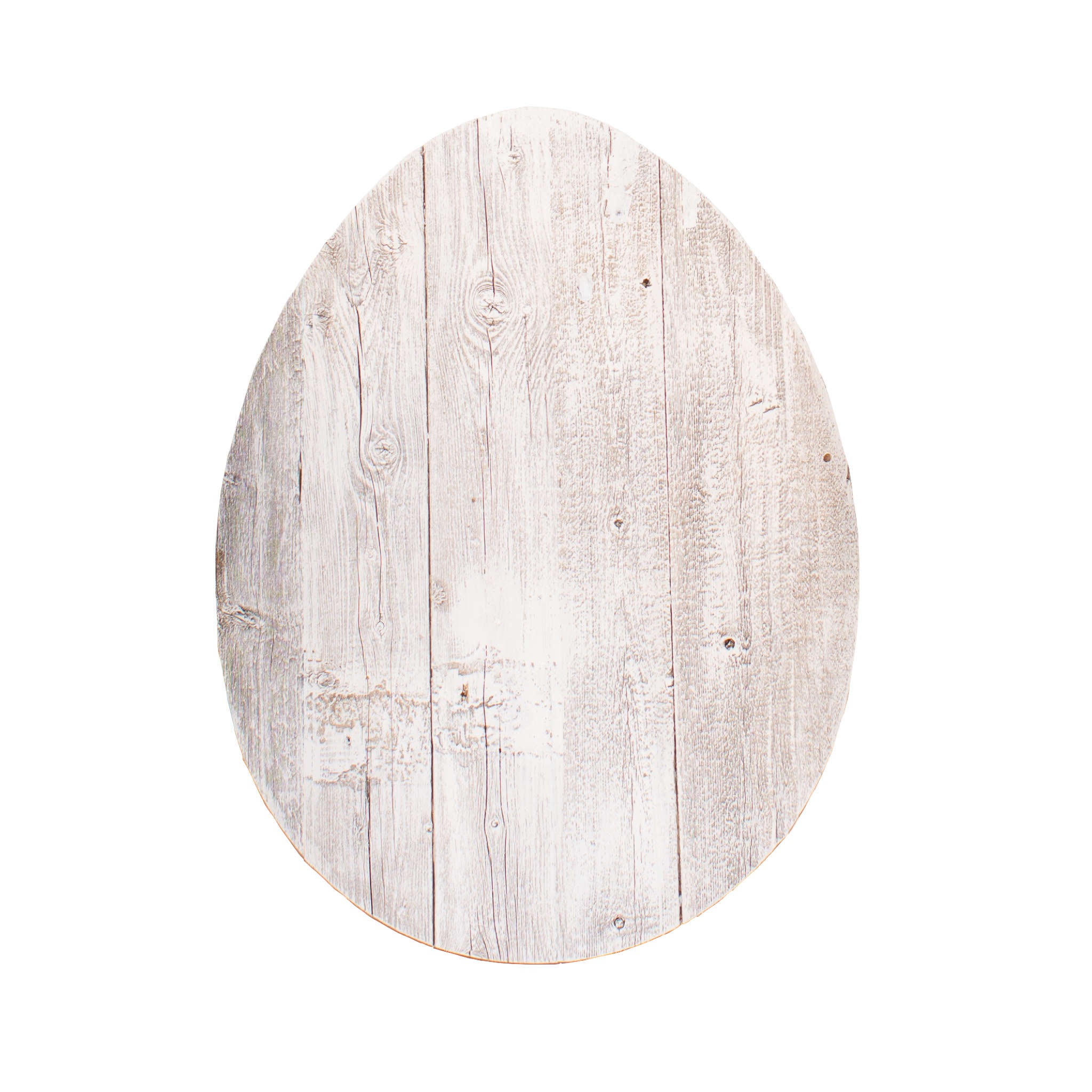 HomeRoots Home Decor HomeRoots 384892 12 in. Farmhouse White Wash Wooden Large Egg