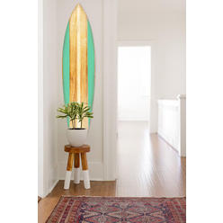 HomeRoots Home Decor HomeRoots 370397 Green Malibu Wood Surfboard Wall Art features&#44; 18 x 1 x 76 in.