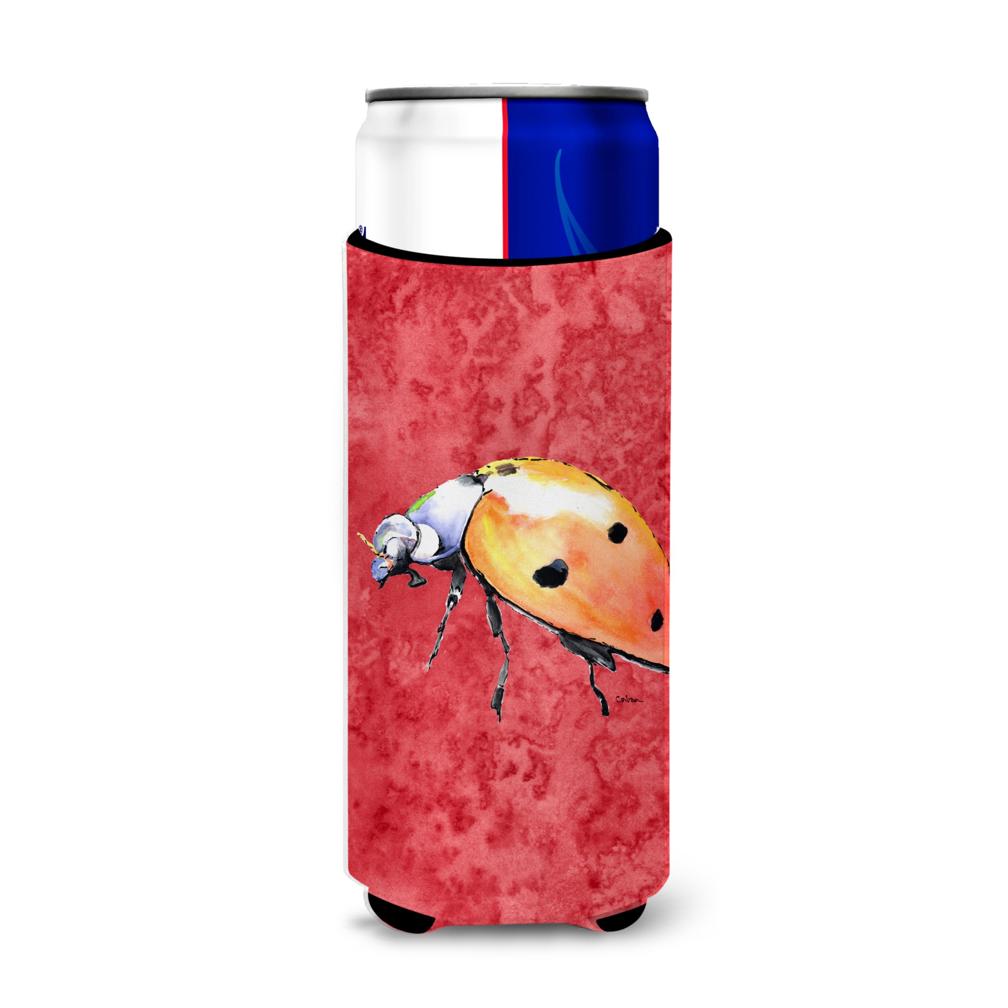 Caroline's Treasures Lady Bug on Red Ultra Beverage Insulators for slim cans 8868MUK