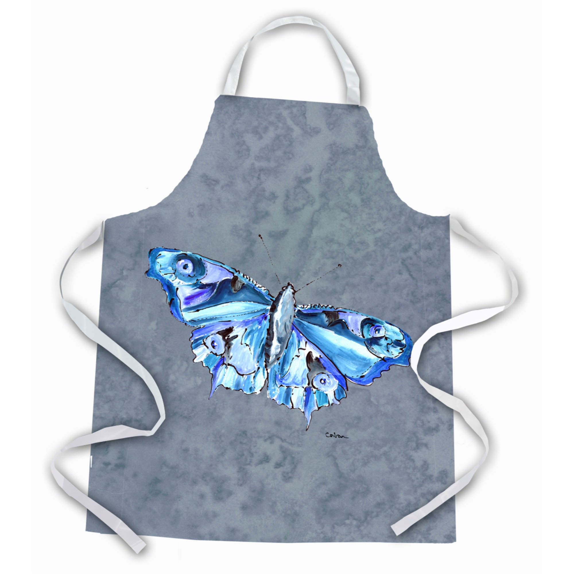 Caroline's Treasures 8856APRON Butterfly on Gray Apron, Large, Multicolor