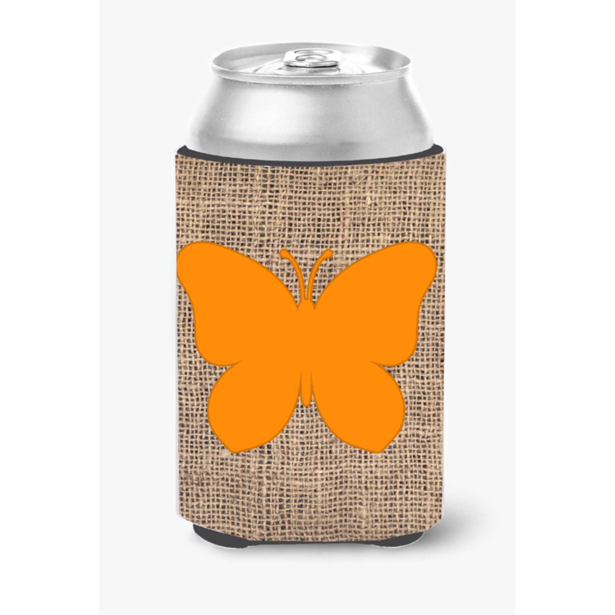Caroline's Treasures Butterfly Burlap and Orange Can or Bottle Beverage Insulator Hugger BB1047
