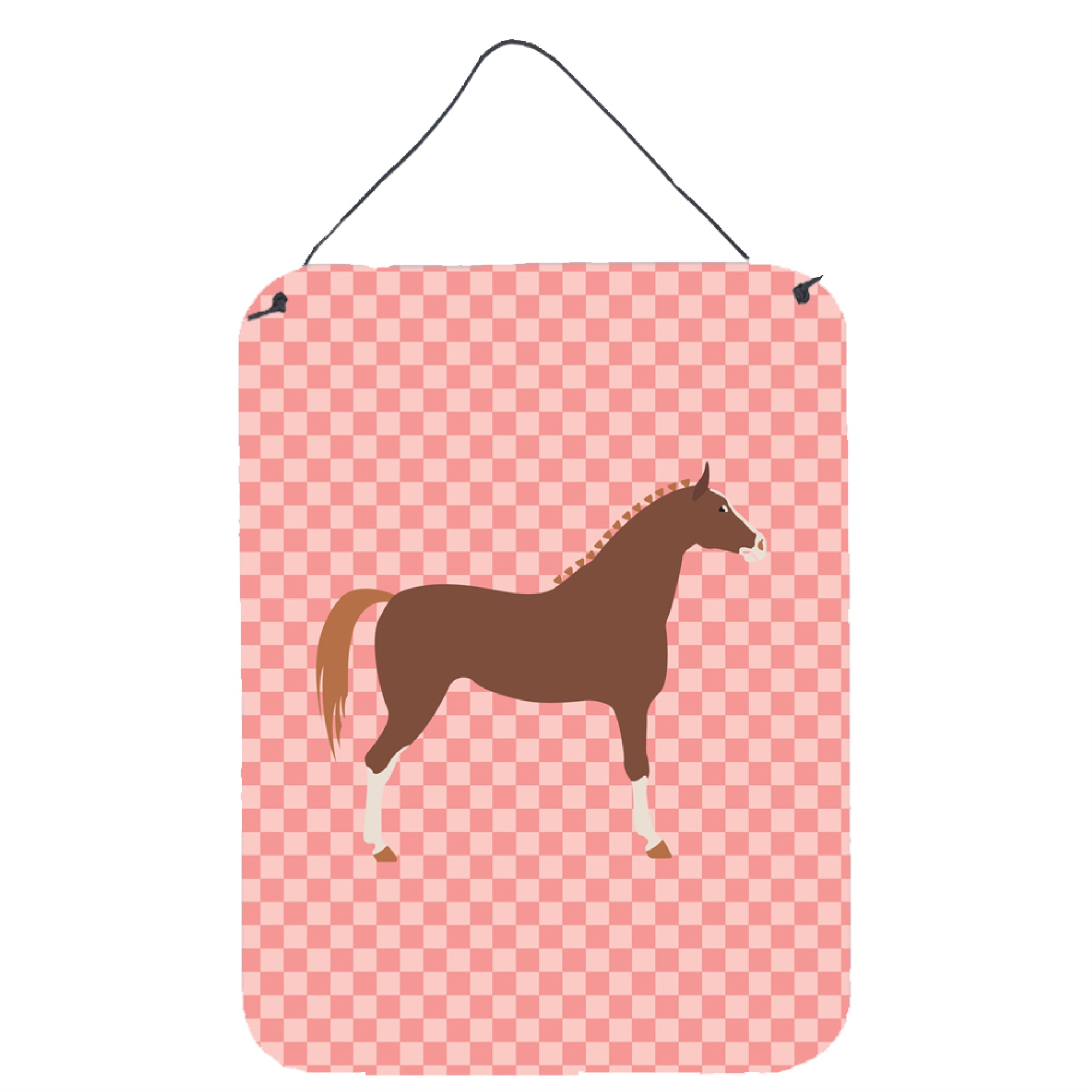 Caroline's Treasures BB7909DS1216 Hannoverian Horse Pink Check Wall or Door Hanging Prints