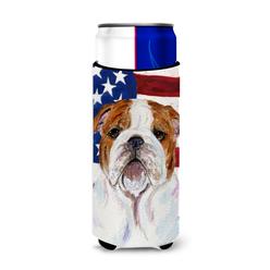 Caroline's Treasures USA American Flag with Bulldog English Ultra Beverage Insulators for slim cans SS4046MUK