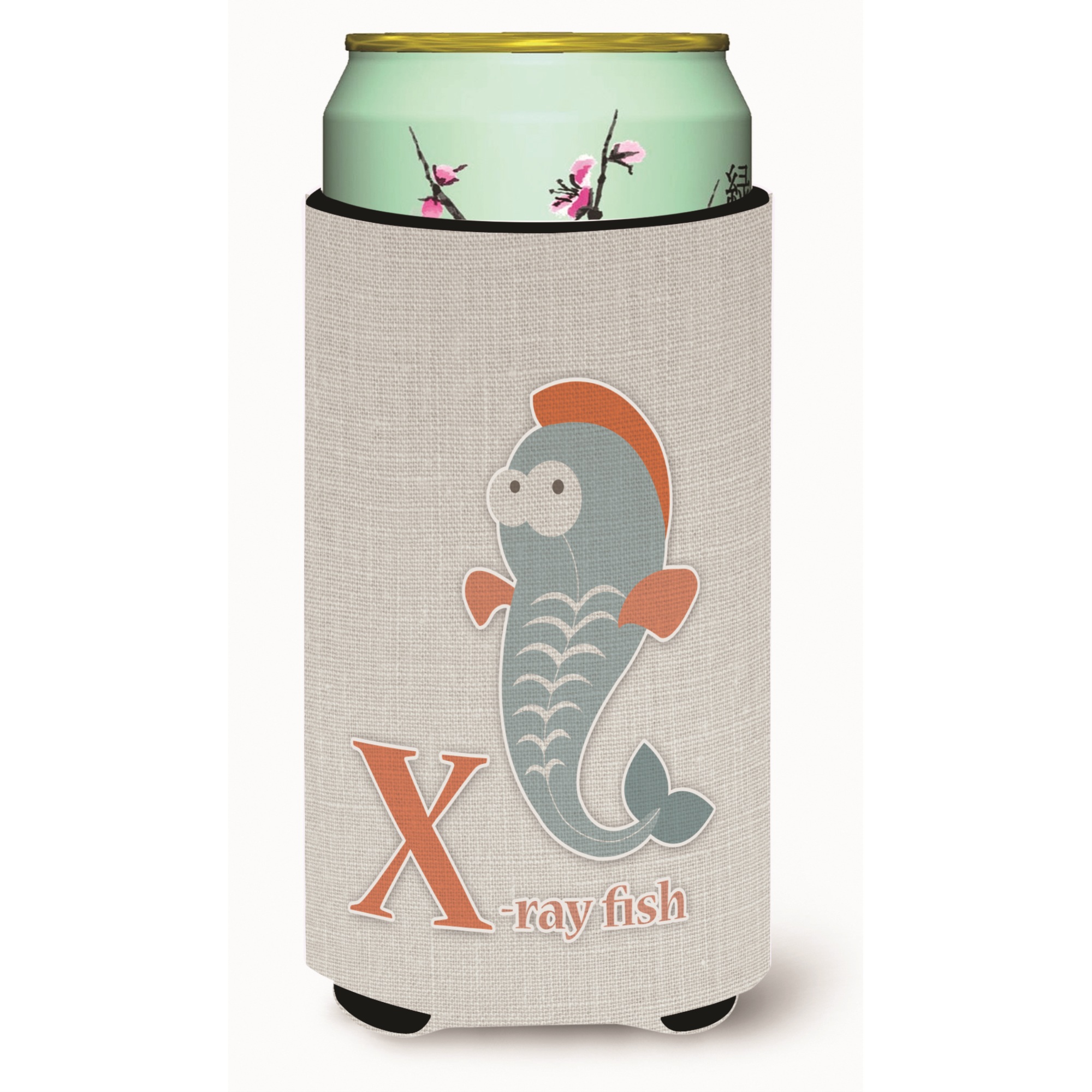 Caroline's Treasures Alphabet x For Xray Fish Tall Boy Beverage Insulator Hugger, Multicolor
