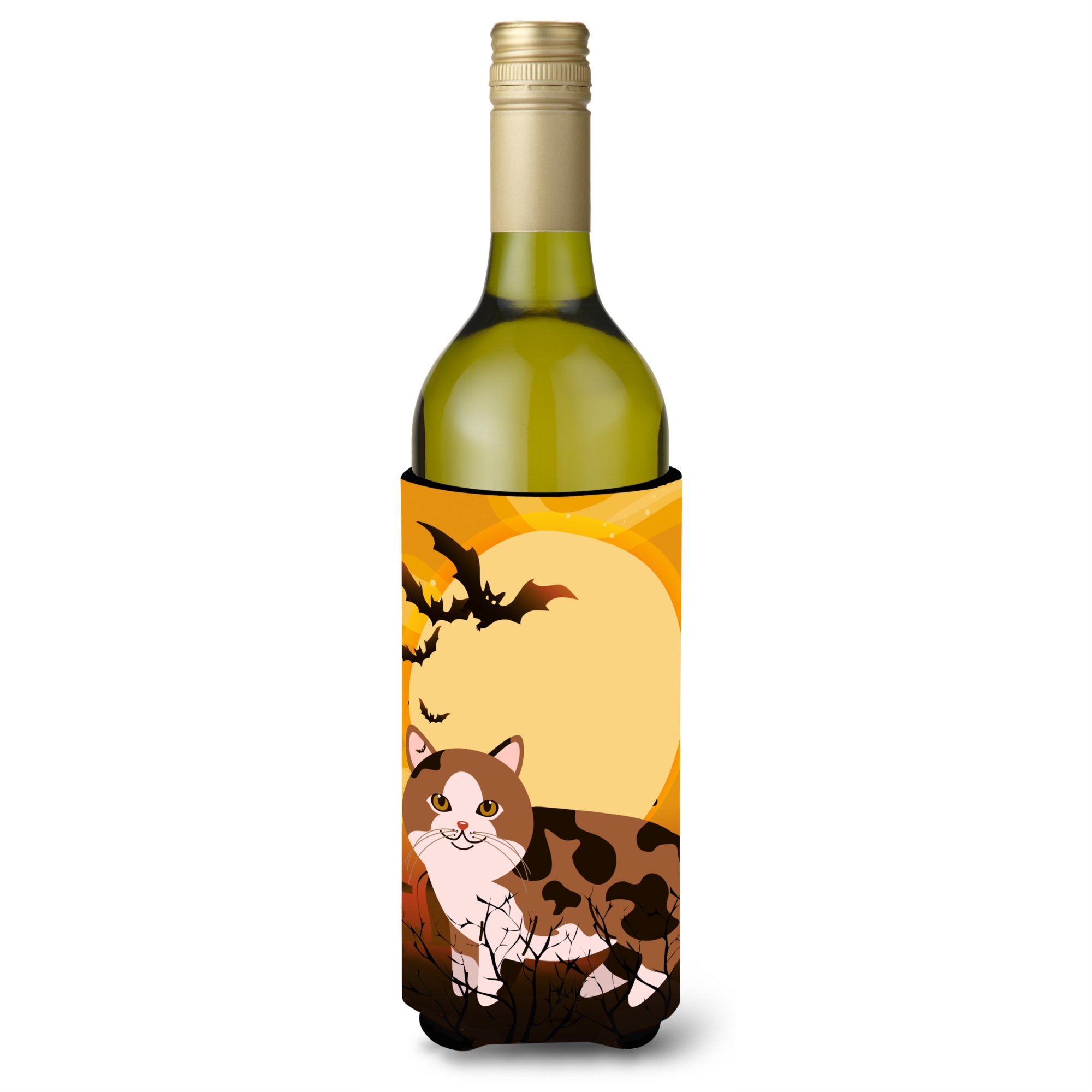Caroline's Treasures Halloween Manx Cat Wine Bottle Beverage Insulator Hugger, 750 ml, Multicolor