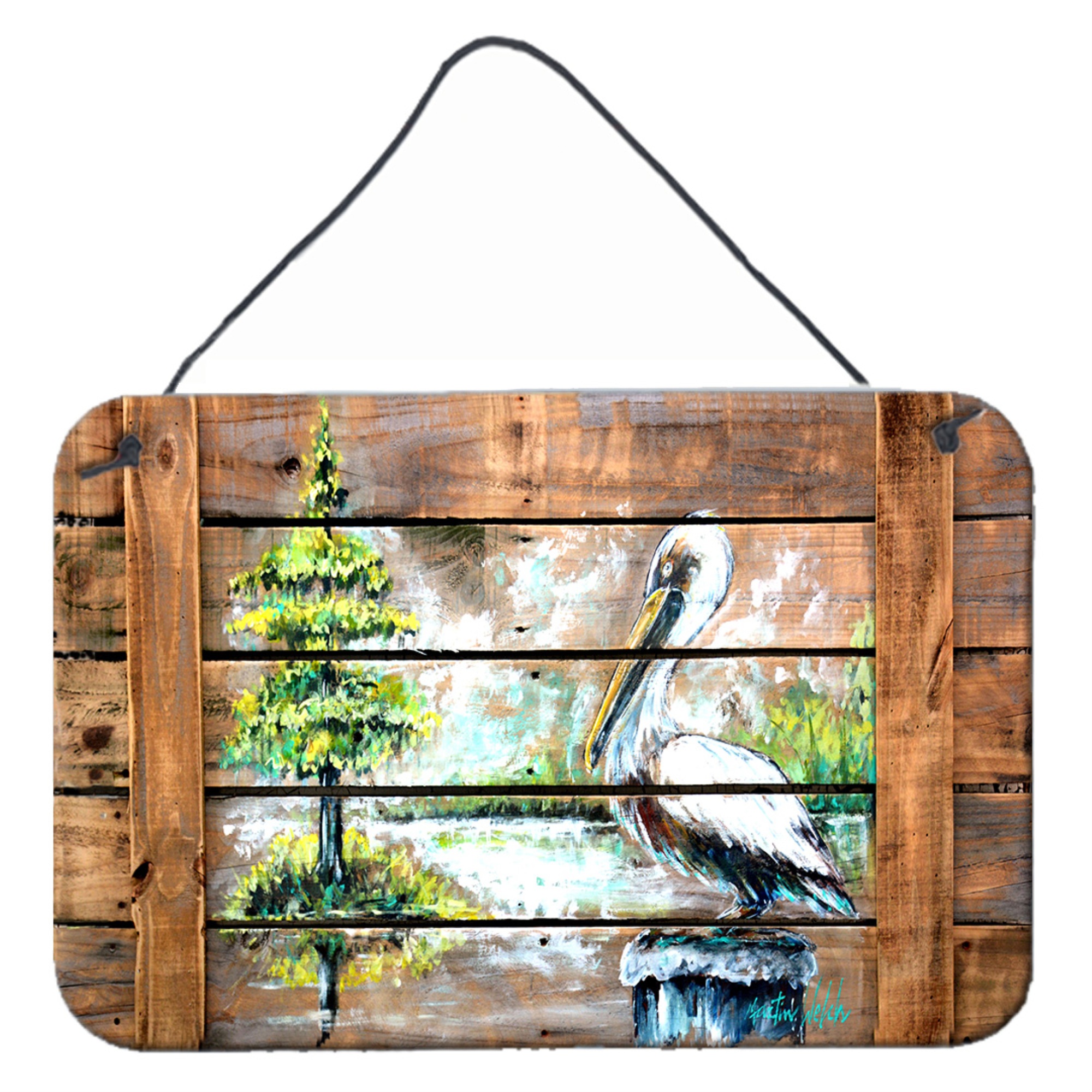 Caroline's Treasures MW1215DS812 Summer by the Lake White Pelican Wall or Door Hanging Prints