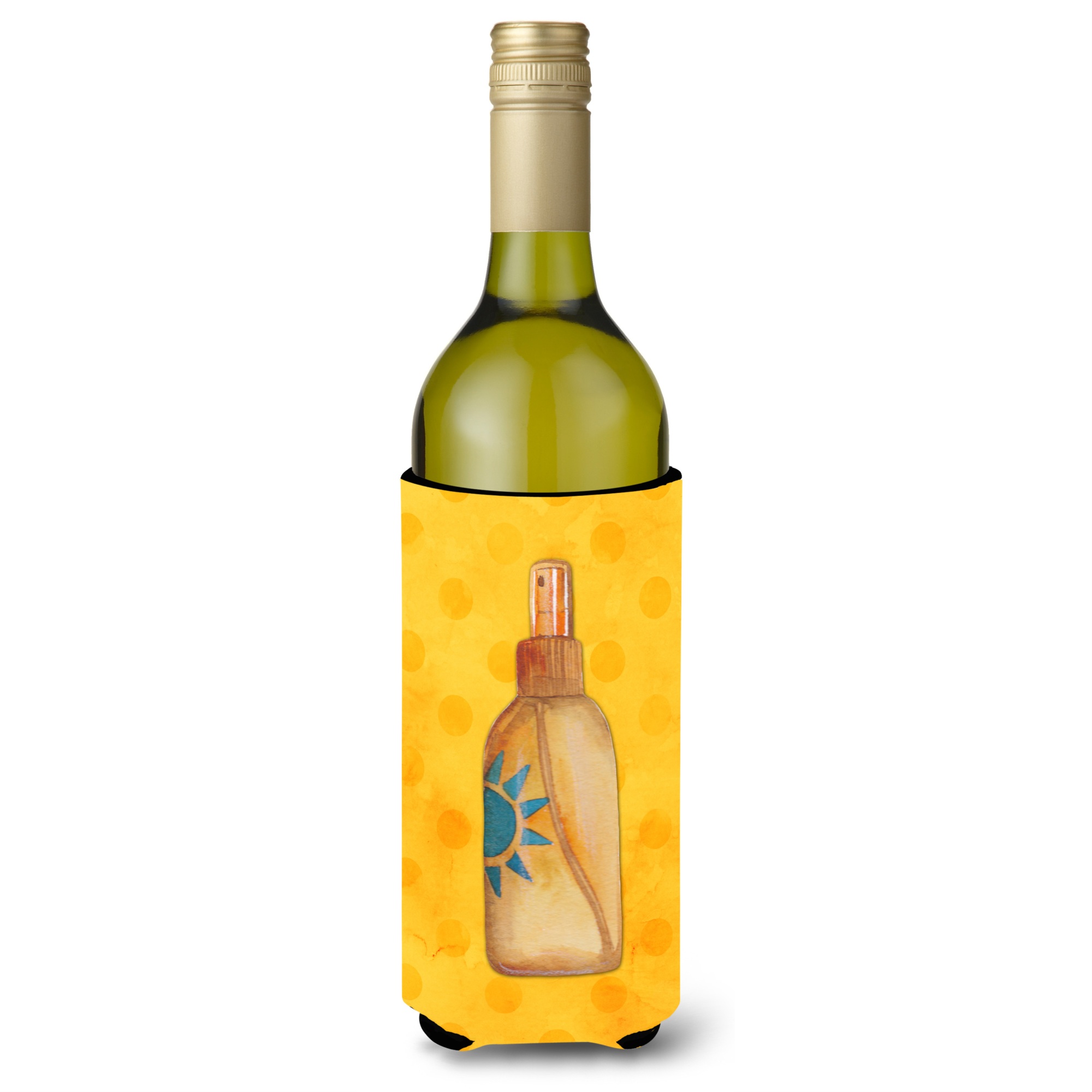 Caroline's Treasures Message in a Bottle Yellow Polkadot Beverage Insulator Hugger, 750 ml, Multicolor