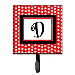 Caroline's Treasures CJ1012-DSH4 Letter D Initial Monogram-Red Black Polka Dots Leash Holder or Key Hook, Small, Multicolor