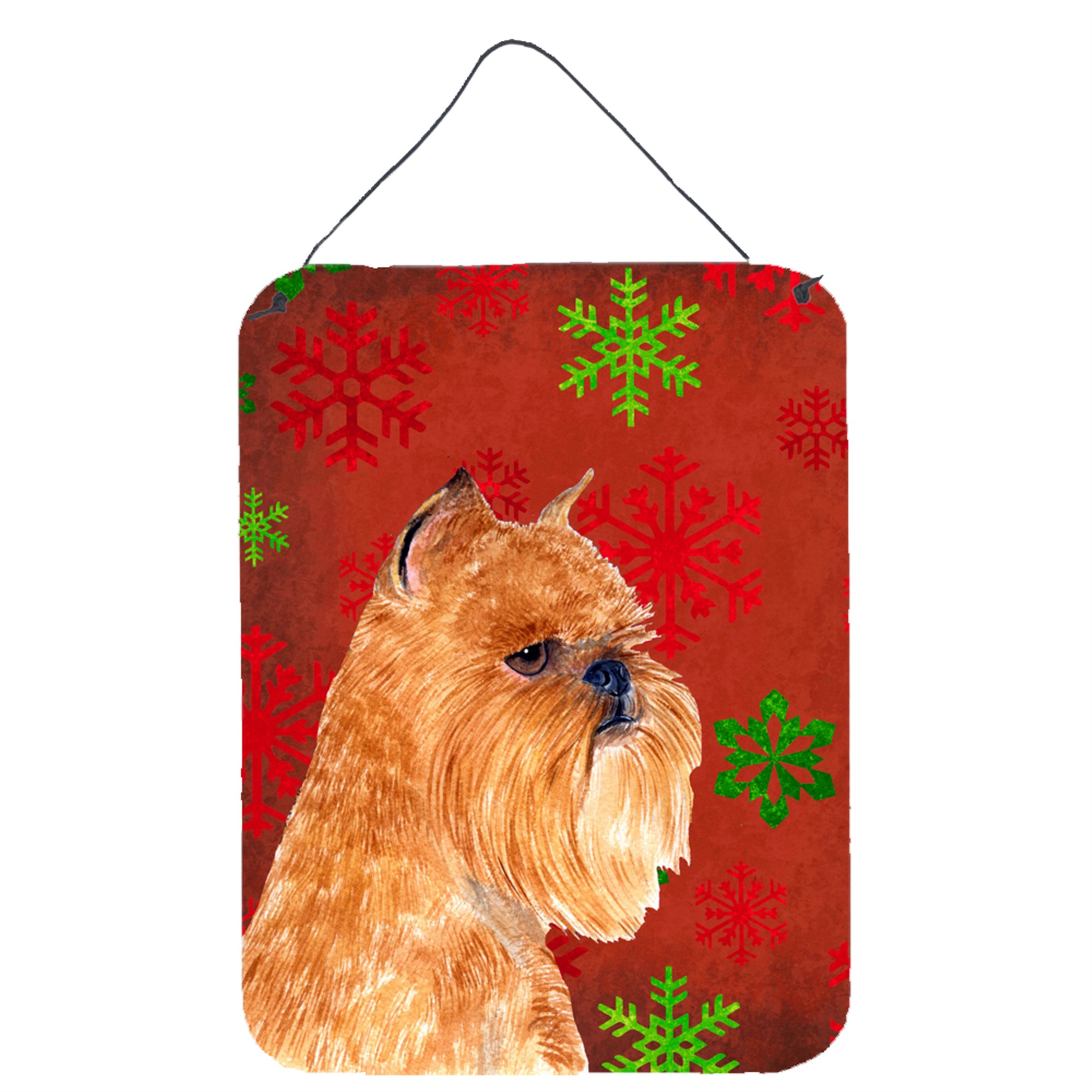Caroline's Treasures SS4701DS1216 Brussels Griffon Red Snowflakes Holiday Christmas Wall or Door Hanging Prints, 16 x 12, Multic