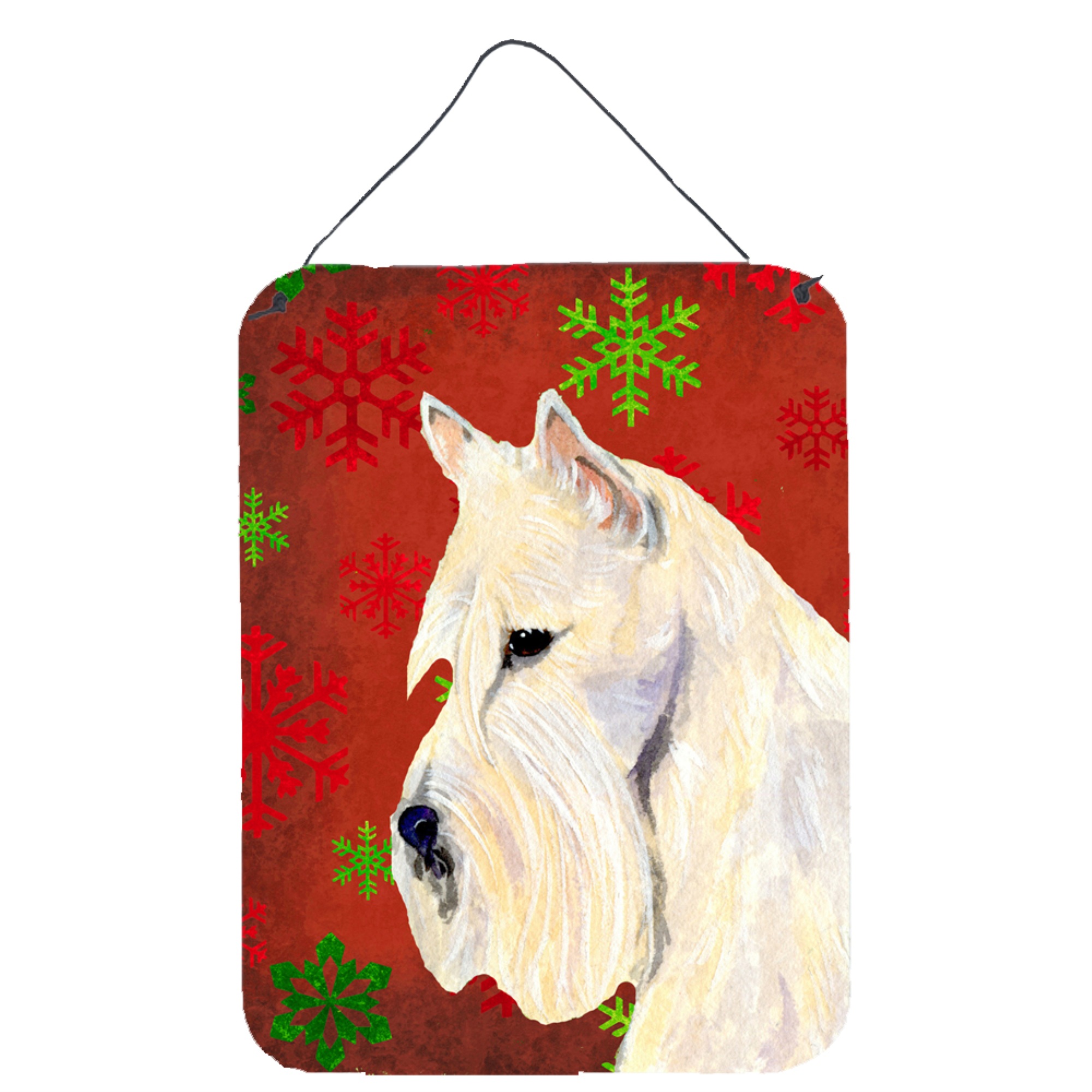 Caroline's Treasures SS4737DS1216 Scottish Terrier Red Snowflakes Holiday Christmas Wall or Door Hanging Prints, 16 x 12, Multic