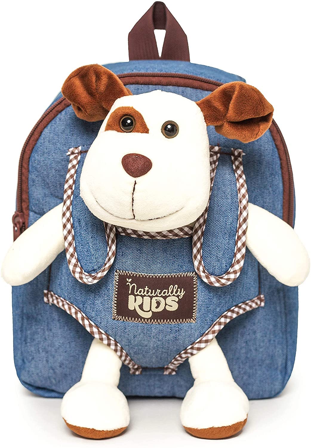 Naturally KIDS Small Backpack w Stuffed Animal Dog Plush Toy - Toddler Backpack for Boys Backpack for Kids - Toys for Kids Ages