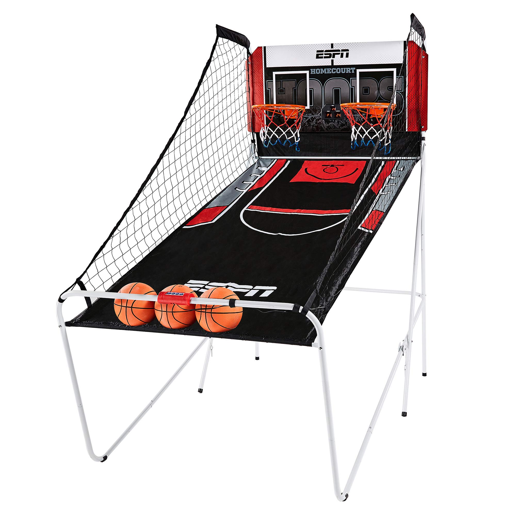 ESPN Indoor Home 2 Player Hoop Dual Shootout Basketball Arcade game with Preset games, LED Scoreboard, Side Netting, 3 Basketbal