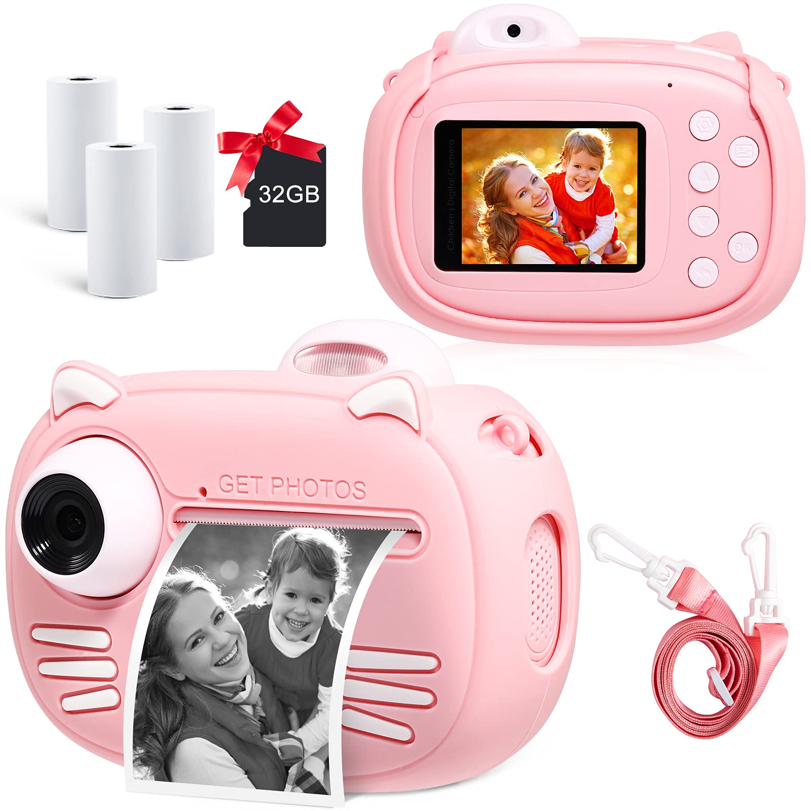 Minibear Instant camera for Kids camera for girls 40MP Kids Digital camera, 24 Screen Toddler camera Kids Selfie Video camera children To