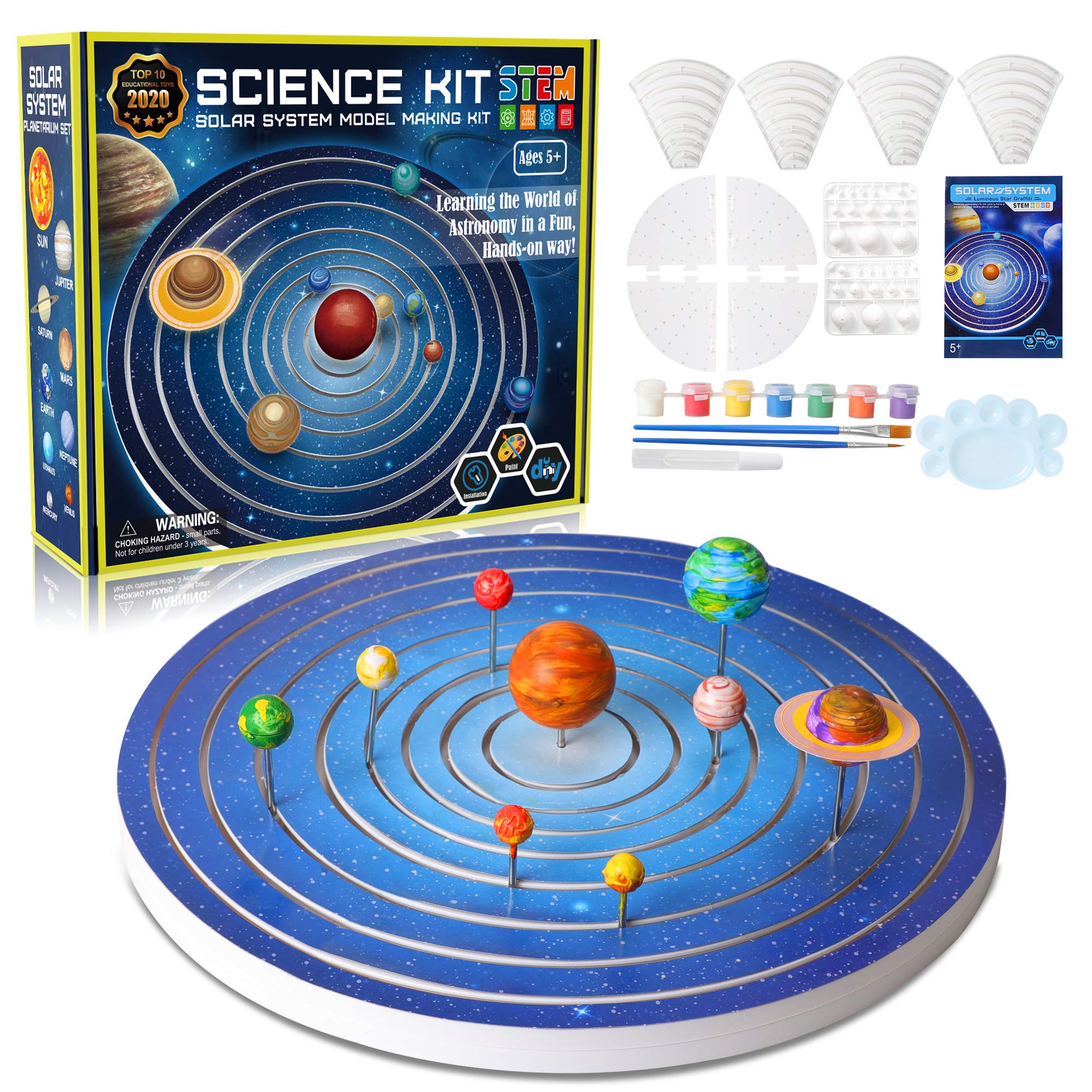 GP TOYS gPTOYS 3 in 1 Build and Paint Solar System for Kids, Arts and  crafts Science Kits for Kids Age 4-6-8-12, glow in The Dark Movabl