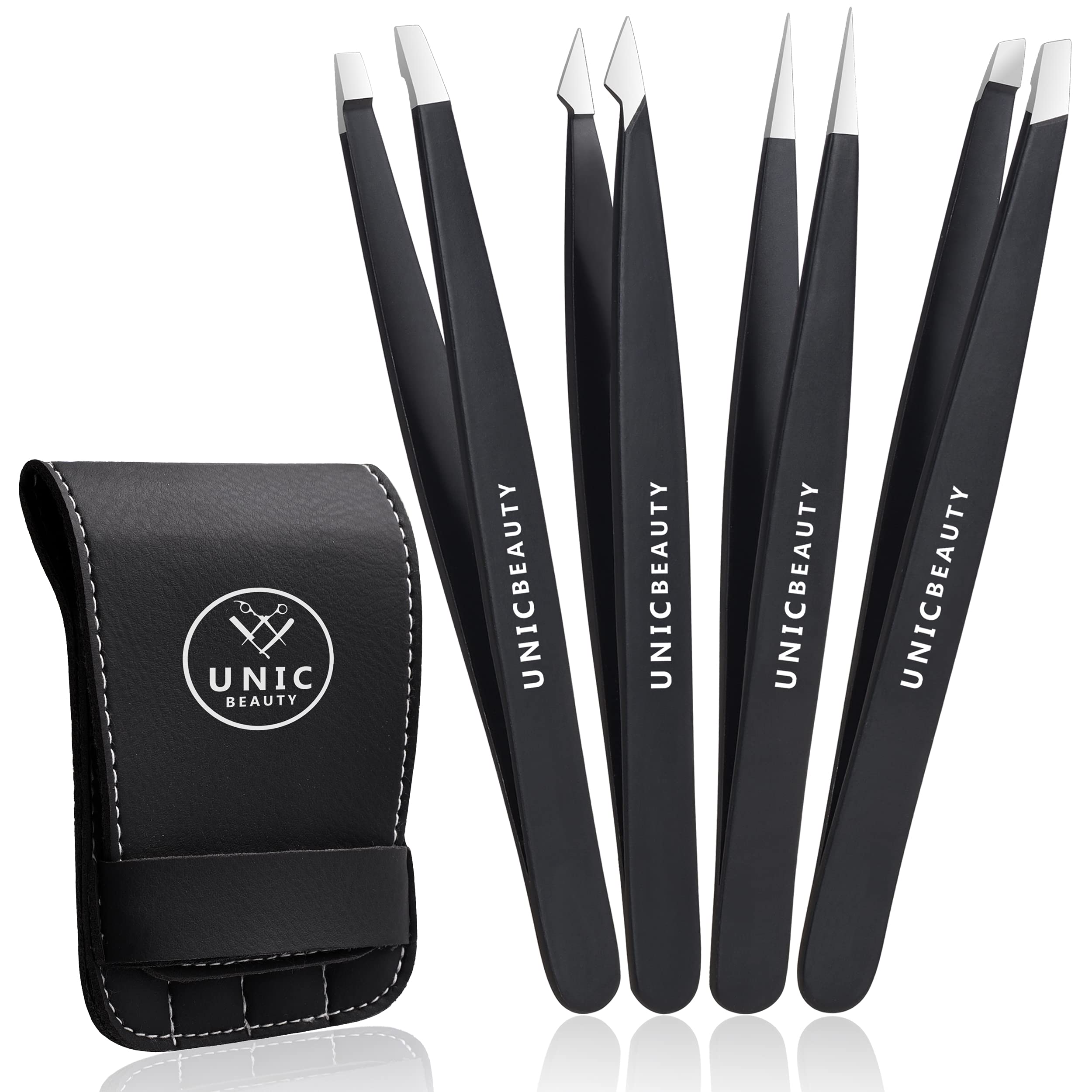 Unic Beauty Tweezer Set 4Piece for Men & Women Professional Edge and