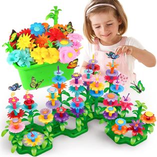 Springflower SFDIYFL01 SpringFlower gifts Toys for girls 3 4 5 6 7 Years Old,  Flower garden Building Kit with Storage case,Educational STEM Toy and Pre