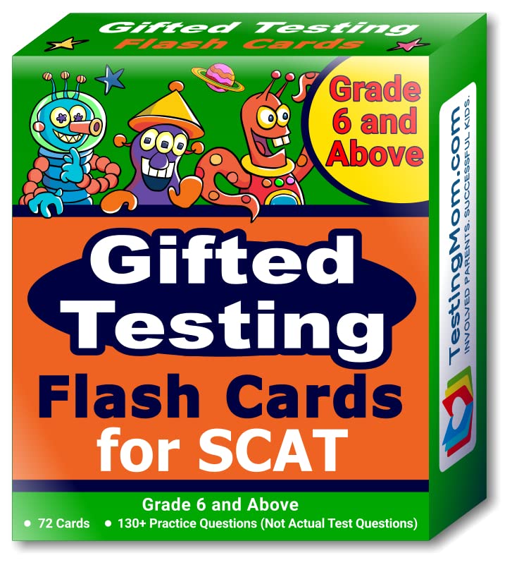 TestingMomcom ScAT Test Prep Flash cards (School and college Ability Test)  - Advanced Level grades 6 and Above - complete ScAT T
