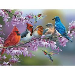 bits and pieces - 500 piece jigsaw puzzle for adults 18" x 24" - birds on a flowering branch - 500 pc cardinals bluebird humm