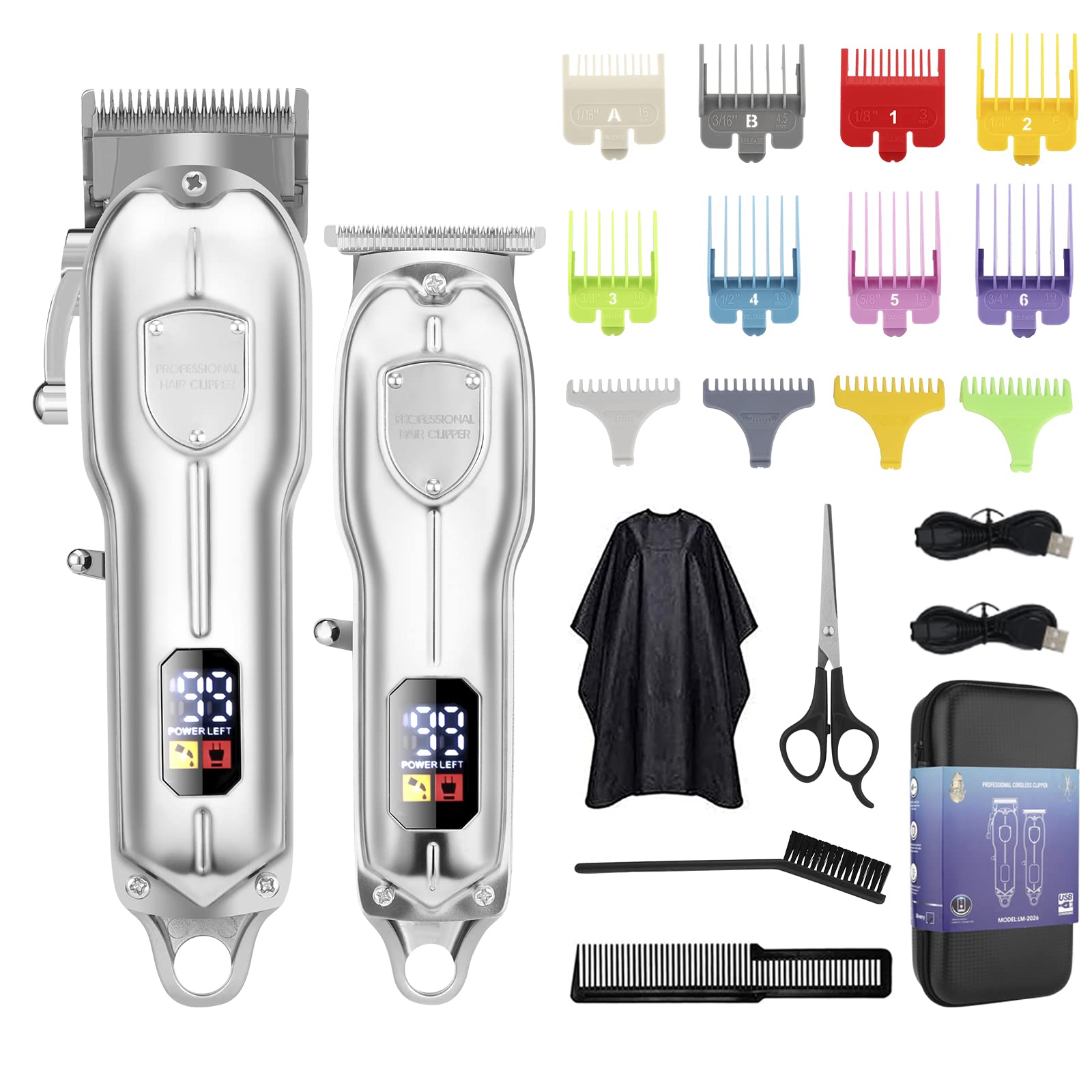 AMULISS Professional Hair clippers and Detail Trimmer Kit for Men, cordless  Barber clipper +Beard Trimmer Kit for Barbers as Wel