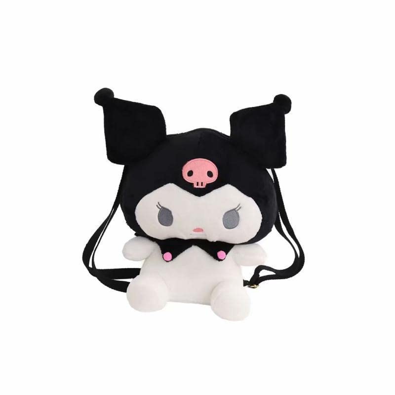 EVESKY Kawaii Plush Backpack For girls Women cute cartoon Plush Bag Soft Schoolbag for girls Toy Bags Birthday gifts (Black)